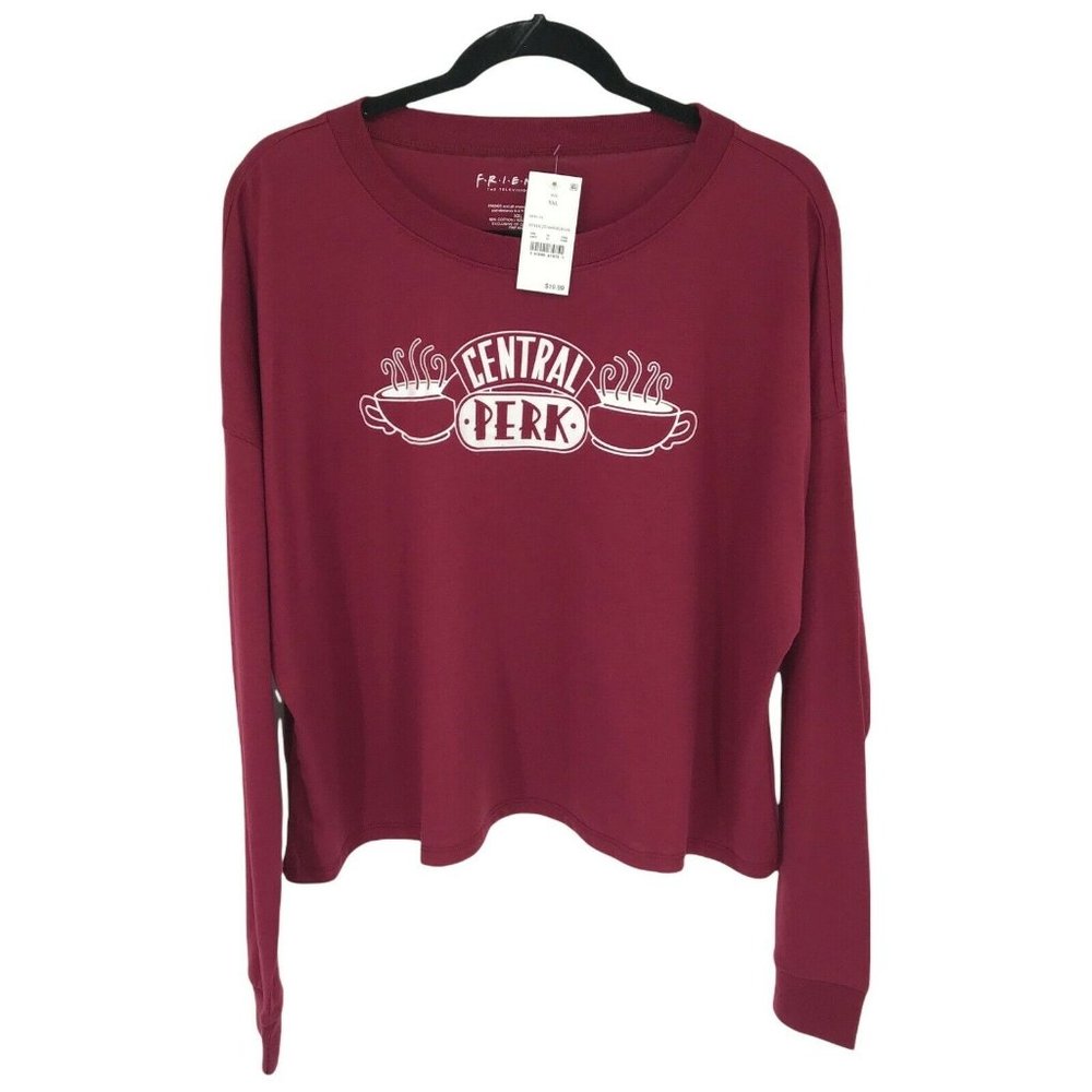 Friends Women's Long Sleeve Casual Merlot Cropped Graphic Tee Choose Sizes - Picture 1 of 7
